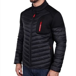 BODY GLOVE PUFFER NEOPRENE PRIMALOFT JACKET BLACK RED MENS SIZE LARGE